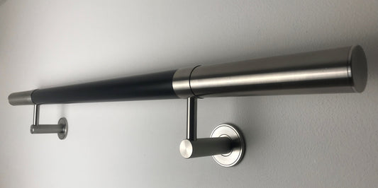 Black Powder Coated Handrail Kit with Stainless Steel Brackets & EndsBlack Powder Coated Handrail Kit with Stainless Steel Brackets & Ends