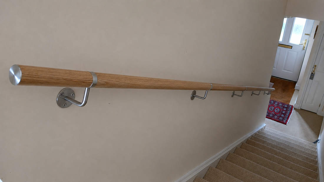 Clear wax slimline oak wall-mounted handrail supplied for a quick turnaround