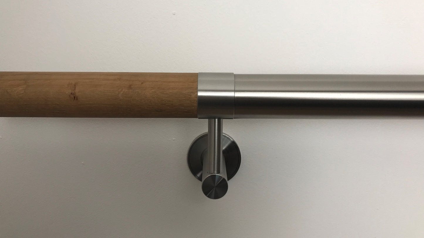 Oak with Stainless Steel Accents, Modular Handrail kit 42.4mm diameter